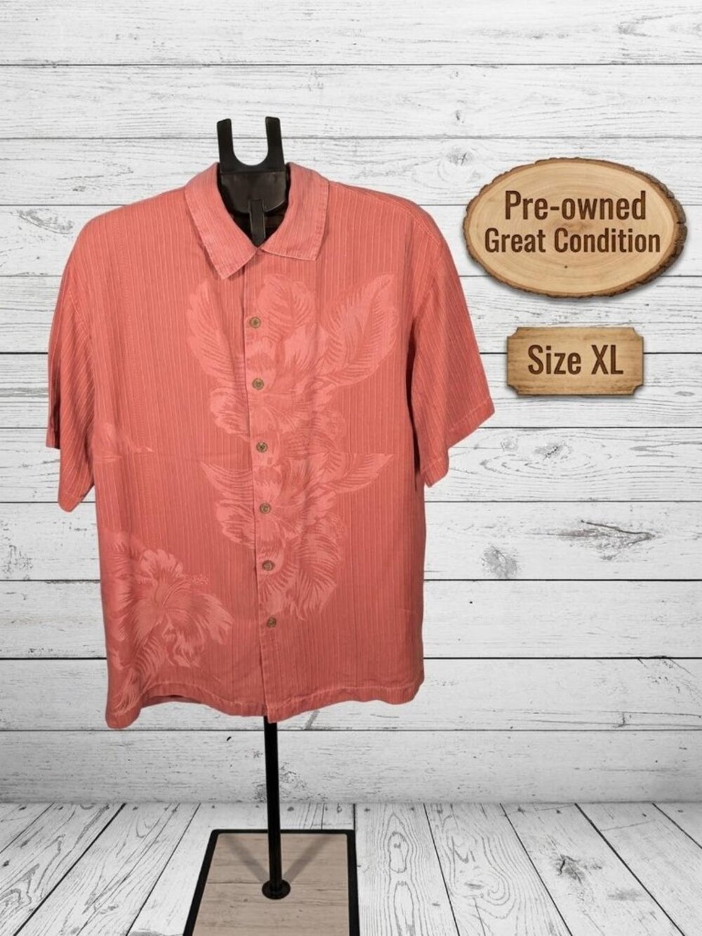 Tommy Bahama Silk Tropical Floral Short Sleeve Button Down Shirt Size XL